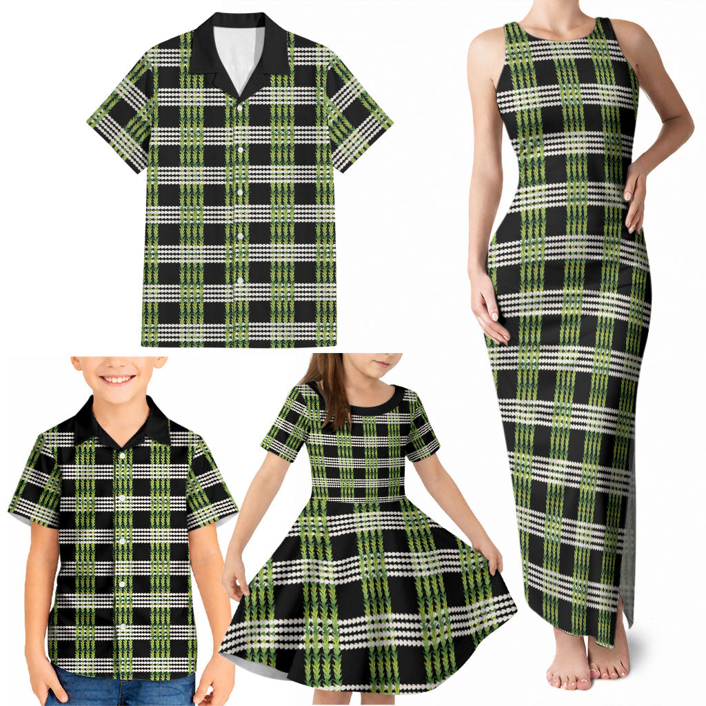 Aloha Hawaii Pakalana Pikake Lei Family Matching Tank Maxi Dress and Hawaiian Shirt Palaka Inspired Hawaiian-plaid Black LT14 - Polynesian Pride
