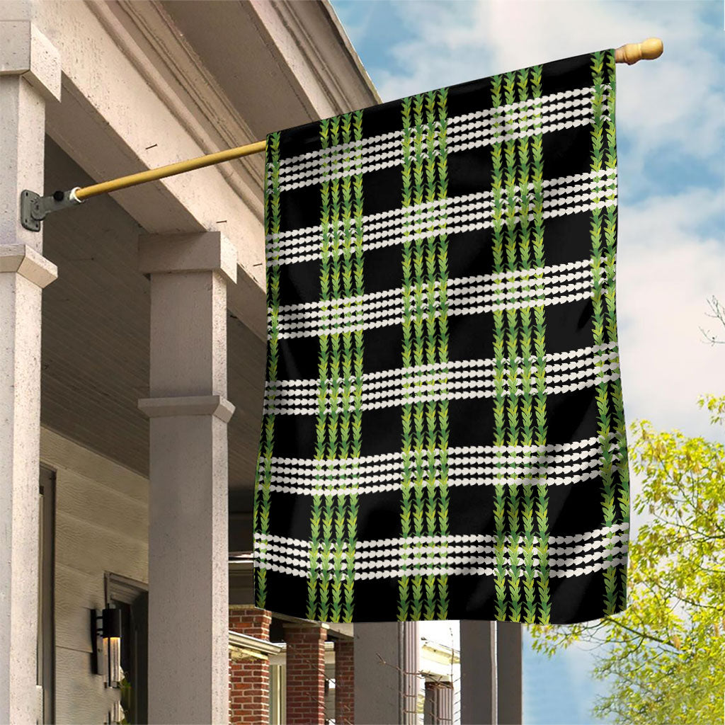 Aloha Hawaii Pakalana Pikake Lei Garden Flag Palaka Inspired Hawaiian-plaid Black LT14 House Flag Black - Polynesian Pride