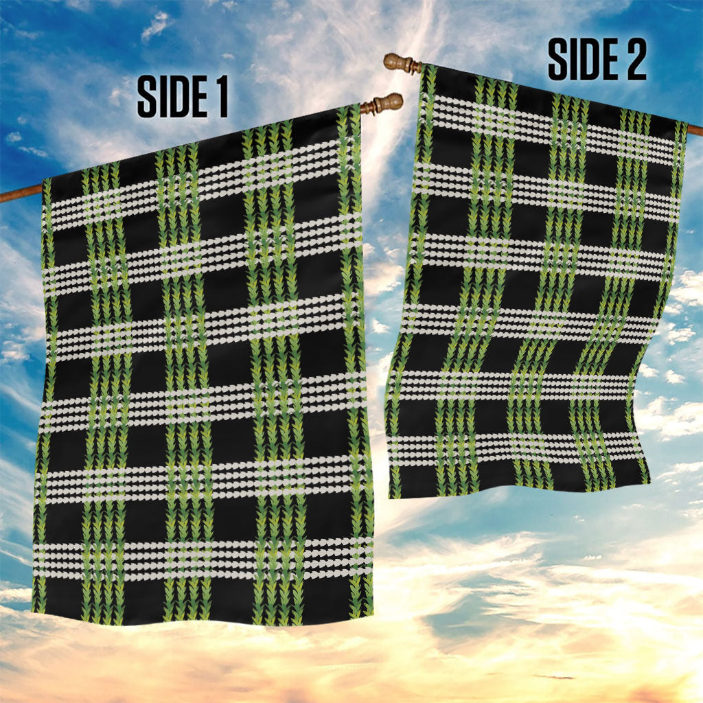 Aloha Hawaii Pakalana Pikake Lei Garden Flag Palaka Inspired Hawaiian-plaid Black