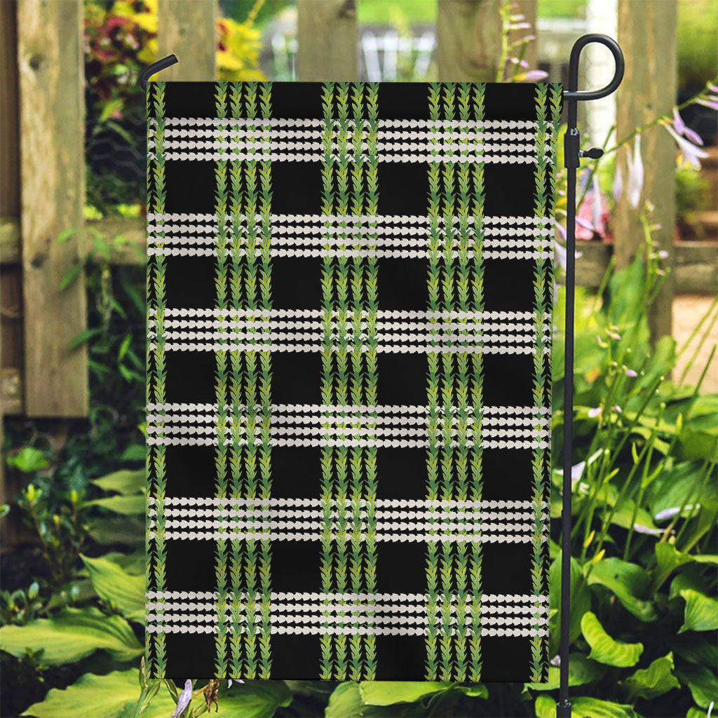 Aloha Hawaii Pakalana Pikake Lei Garden Flag Palaka Inspired Hawaiian-plaid Black