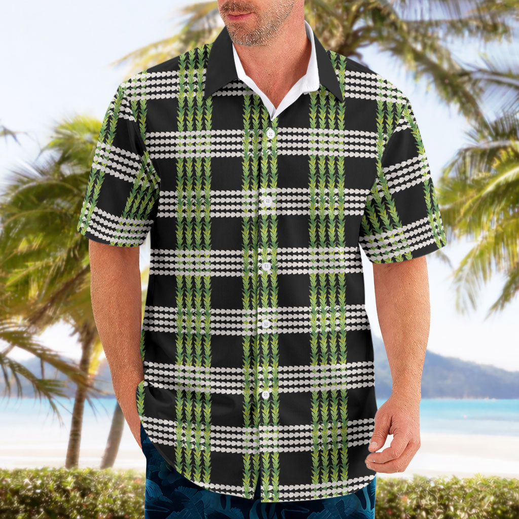 Aloha Hawaii Pakalana Pikake Lei Hawaiian Shirt Palaka Inspired Hawaiian-plaid Black