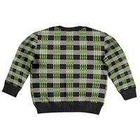 Aloha Hawaii Pakalana Pikake Lei Kid Ugly Christmas Sweater Palaka Inspired Hawaiian-plaid Black