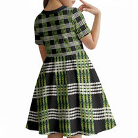 Aloha Hawaii Pakalana Pikake Lei Kid Short Sleeve Dress Palaka Inspired Hawaiian-plaid Black