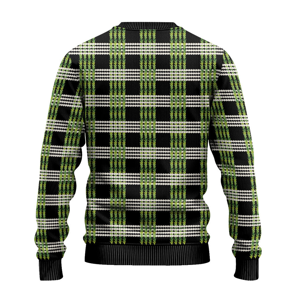 Aloha Hawaii Pakalana Pikake Lei Ugly Christmas Sweater Palaka Inspired Hawaiian-plaid Black