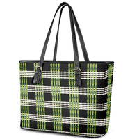 Aloha Hawaii Pakalana Pikake Lei Leather Tote Bag Palaka Inspired Hawaiian-plaid Black