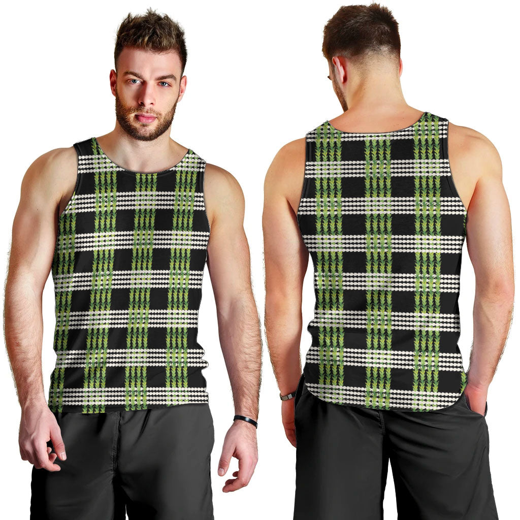 Aloha Hawaii Pakalana Pikake Lei Men Tank Top Palaka Inspired Hawaiian-plaid Black