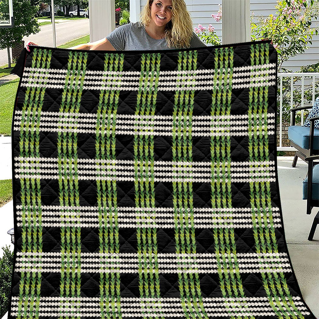 Aloha Hawaii Pakalana Pikake Lei Quilt Palaka Inspired Hawaiian-plaid Black