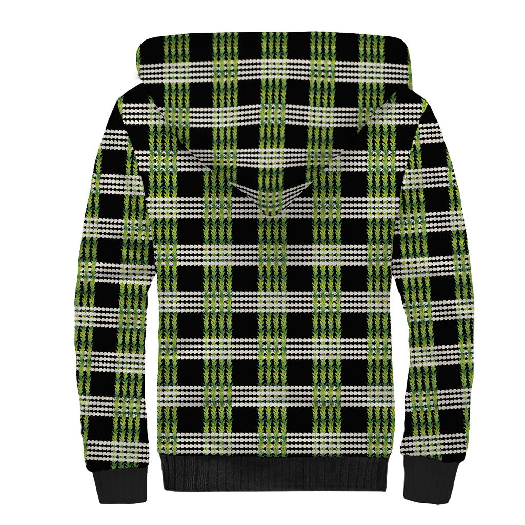 Aloha Hawaii Pakalana Pikake Lei Sherpa Hoodie Palaka Inspired Hawaiian-plaid Black