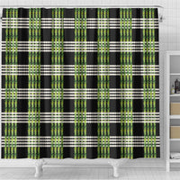 Aloha Hawaii Pakalana Pikake Lei Shower Curtain Palaka Inspired Hawaiian-plaid Black