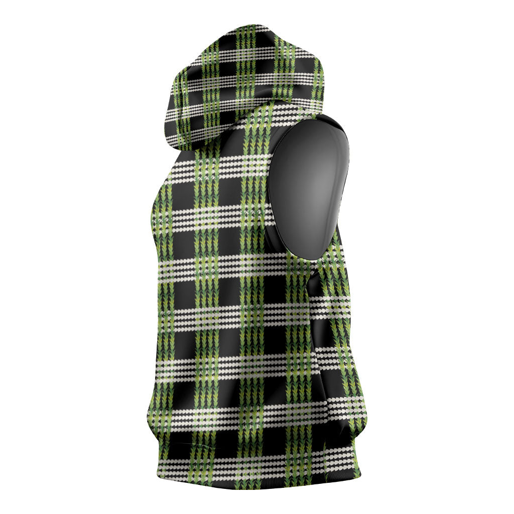 Aloha Hawaii Pakalana Pikake Lei Sleeveless Hoodie Palaka Inspired Hawaiian-plaid Black