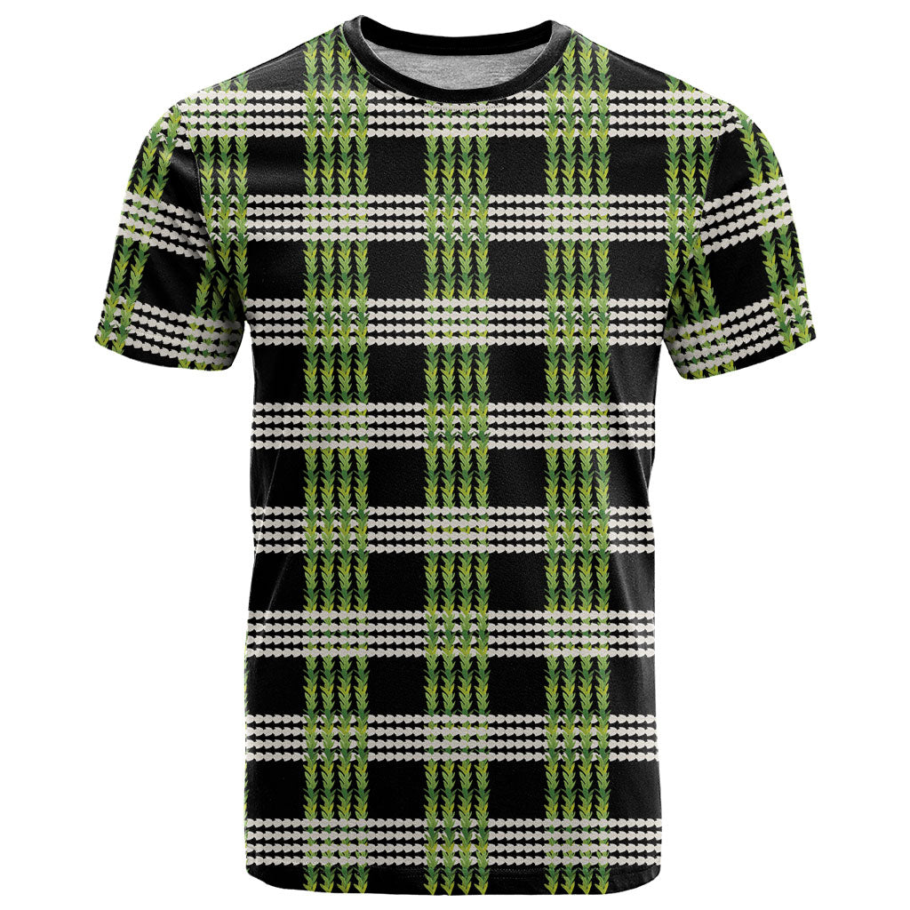 Aloha Hawaii Pakalana Pikake Lei T Shirt Palaka Inspired Hawaiian-plaid Black