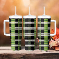 Aloha Hawaii Pakalana Pikake Lei Tumbler With Handle Palaka Inspired Hawaiian-plaid Black
