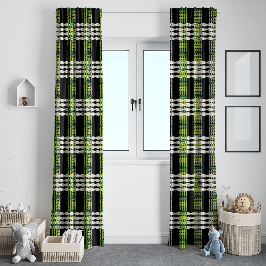 Aloha Hawaii Pakalana Pikake Lei Window Curtain Palaka Inspired Hawaiian-plaid Black