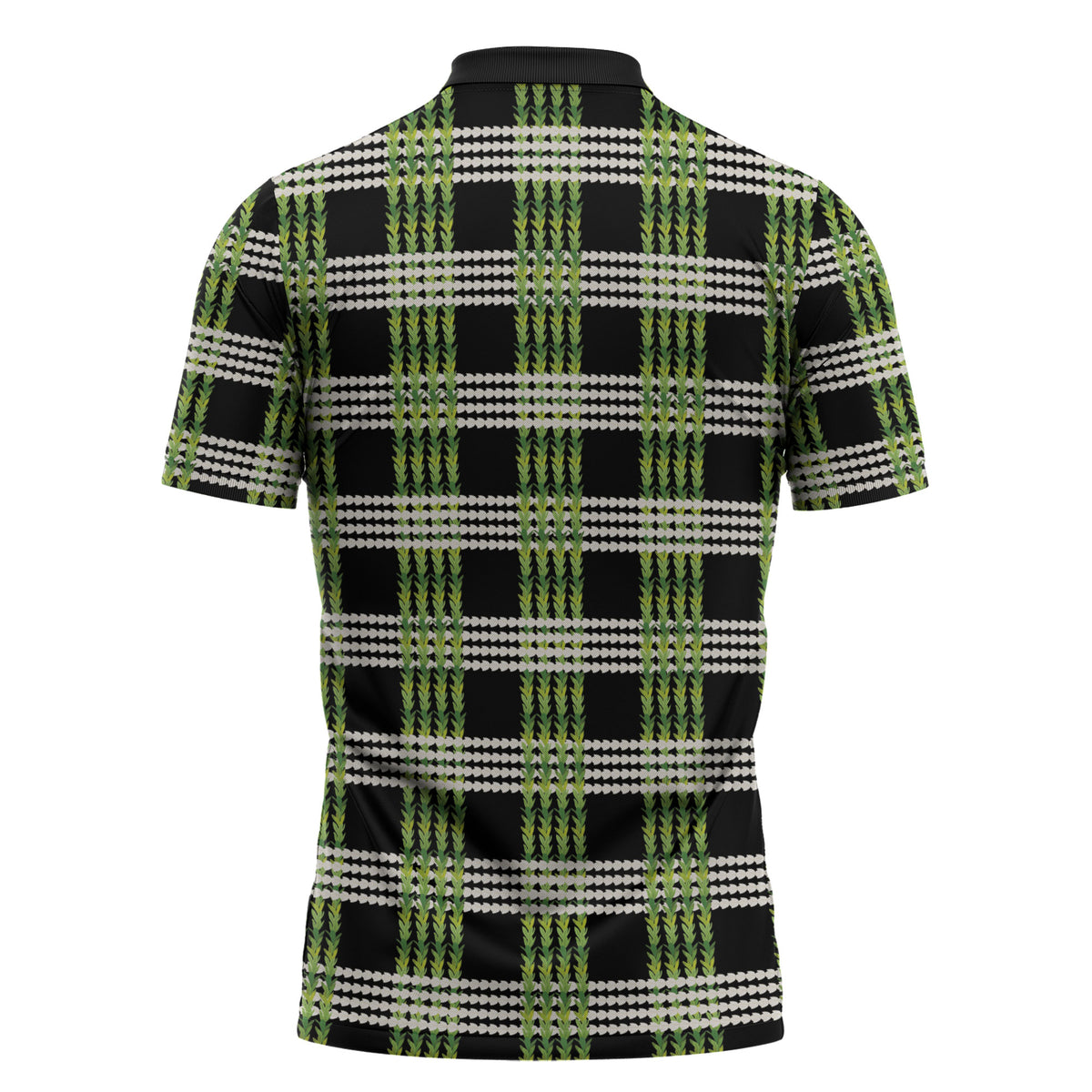 Aloha Hawaii Pakalana Pikake Lei Zipper Polo Shirt Palaka Inspired Hawaiian-plaid Black