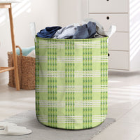 Aloha Hawaii Pakalana Pikake Lei Laundry Basket Palaka Inspired Hawaiian-plaid Pastel Green