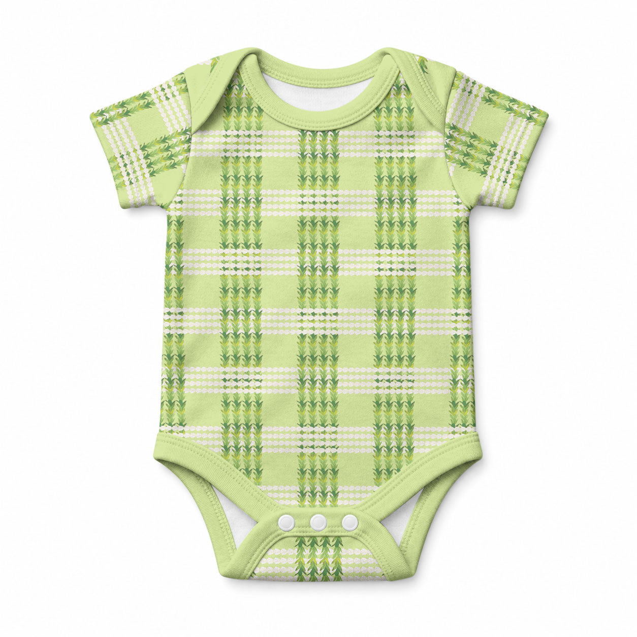 Aloha Hawaii Pakalana Pikake Lei Baby Onesie Palaka Inspired Hawaiian-plaid Pastel Green LT14 Green - Polynesian Pride