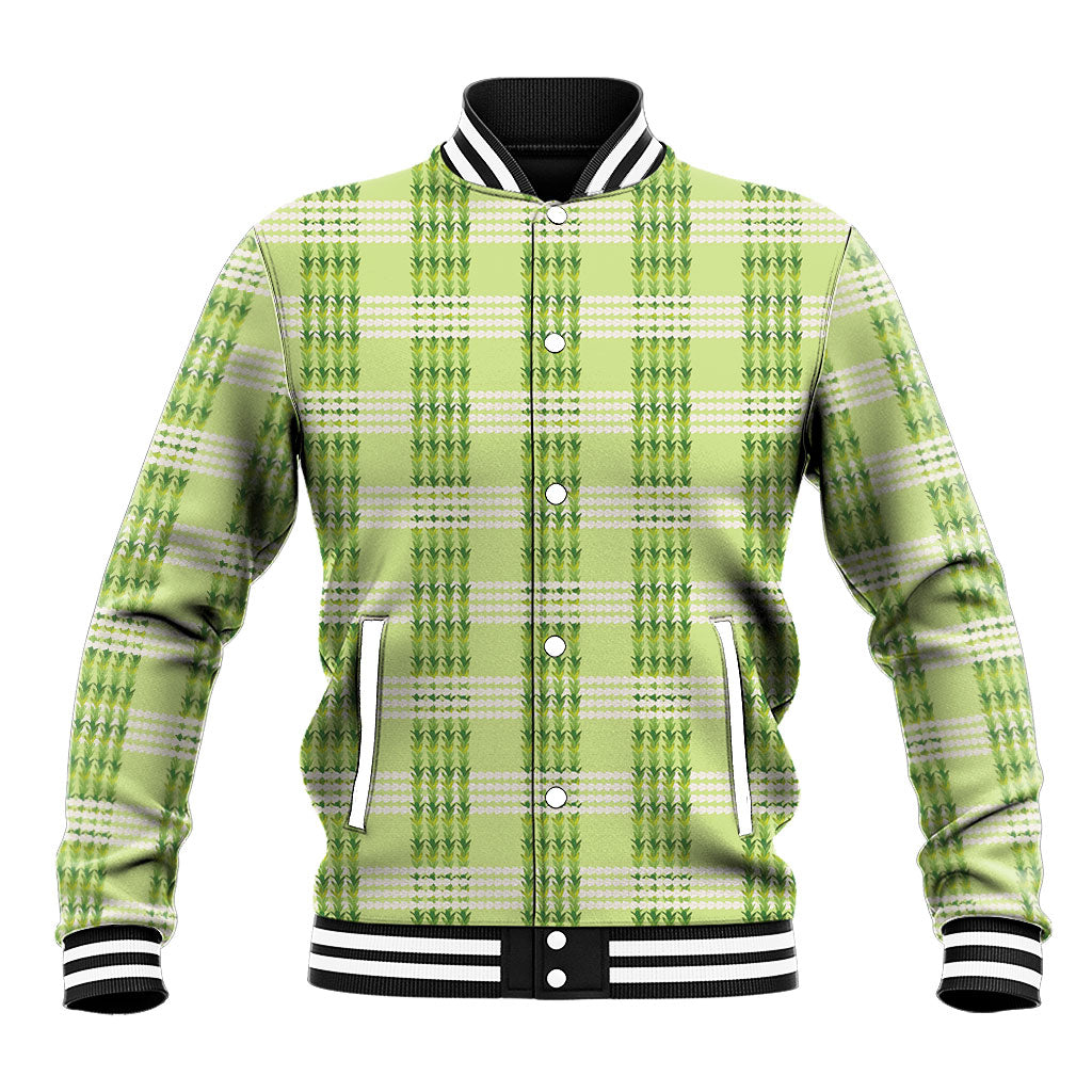 Aloha Hawaii Pakalana Pikake Lei Baseball Jacket Palaka Inspired Hawaiian-plaid Pastel Green
