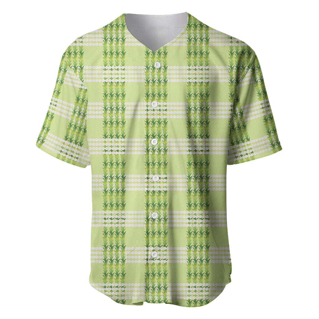 Aloha Hawaii Pakalana Pikake Lei Baseball Jersey Palaka Inspired Hawaiian-plaid Pastel Green