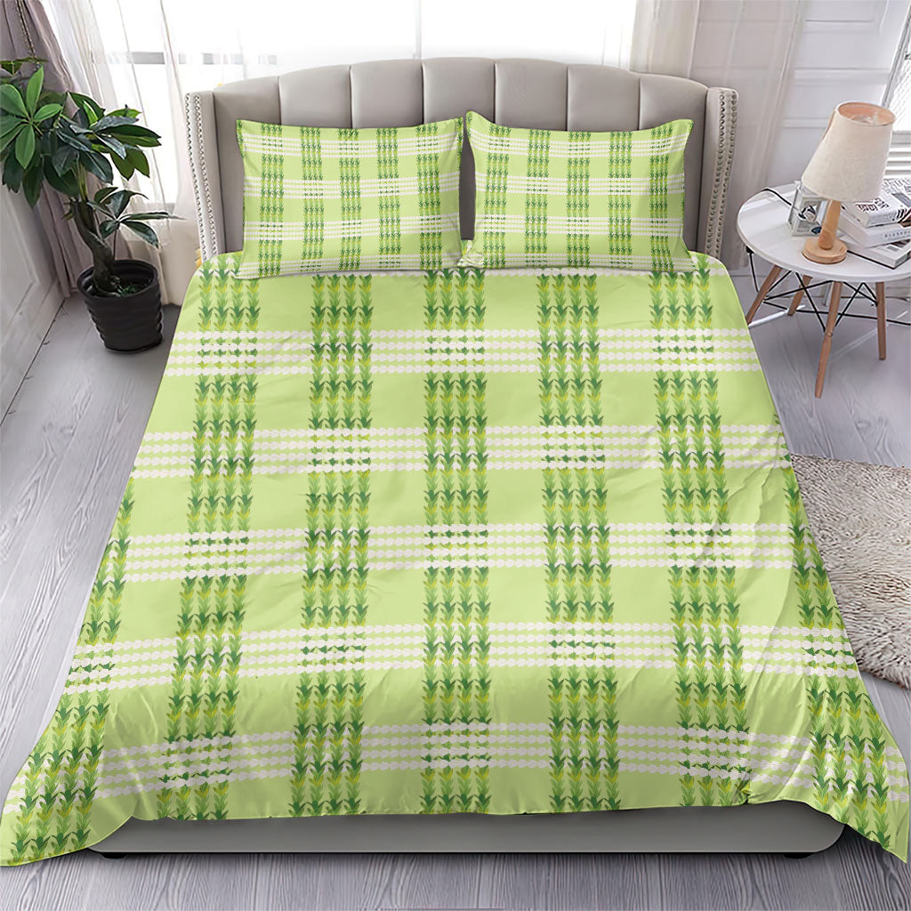 Aloha Hawaii Pakalana Pikake Lei Bedding Set Palaka Inspired Hawaiian-plaid Pastel Green