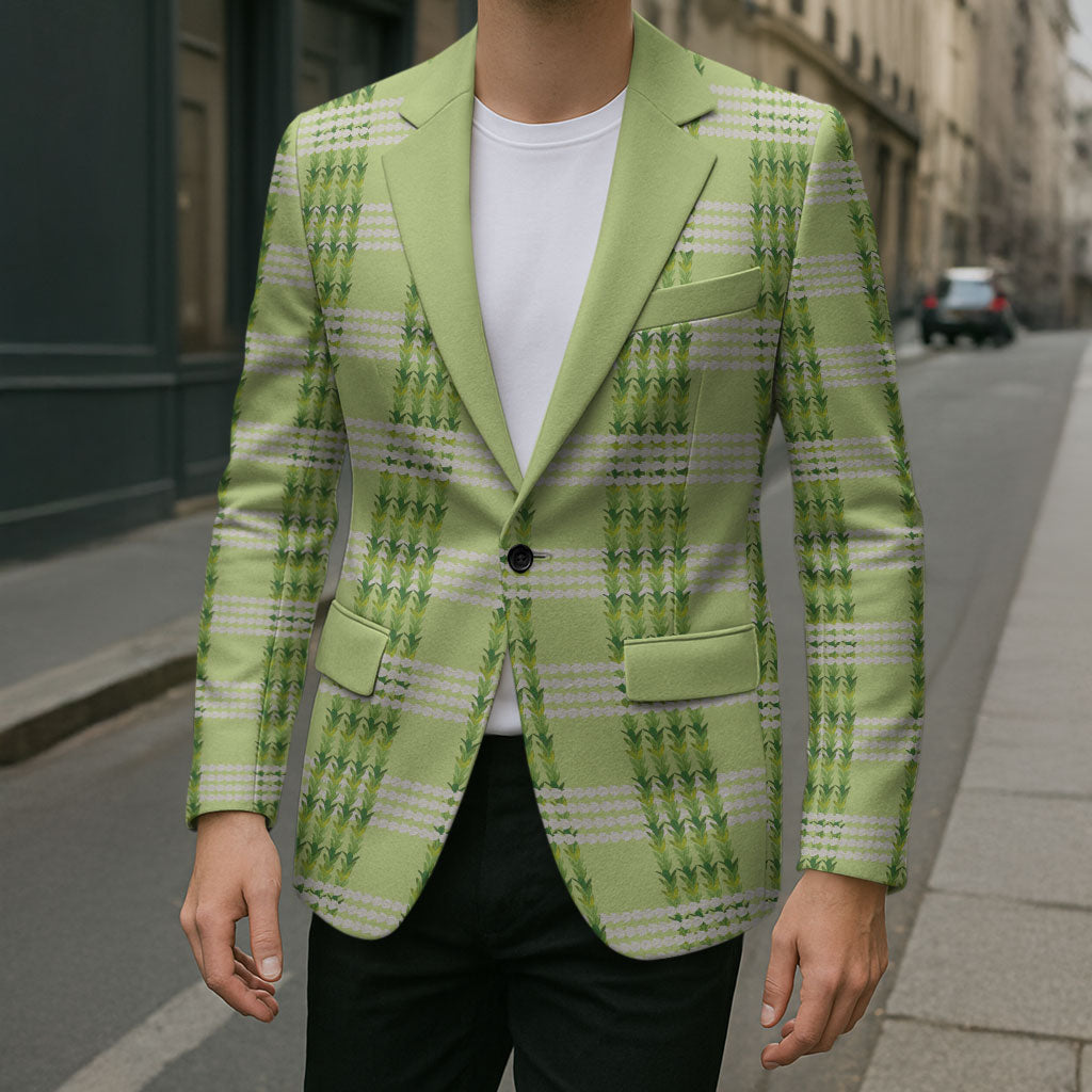 Aloha Hawaii Pakalana Pikake Lei Blazer Palaka Inspired Hawaiian-plaid Pastel Green