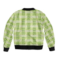 Aloha Hawaii Pakalana Pikake Lei Bomber Jacket Palaka Inspired Hawaiian-plaid Pastel Green