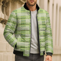 Aloha Hawaii Pakalana Pikake Lei Bomber Puffer Jacket Palaka Inspired Hawaiian-plaid Pastel Green