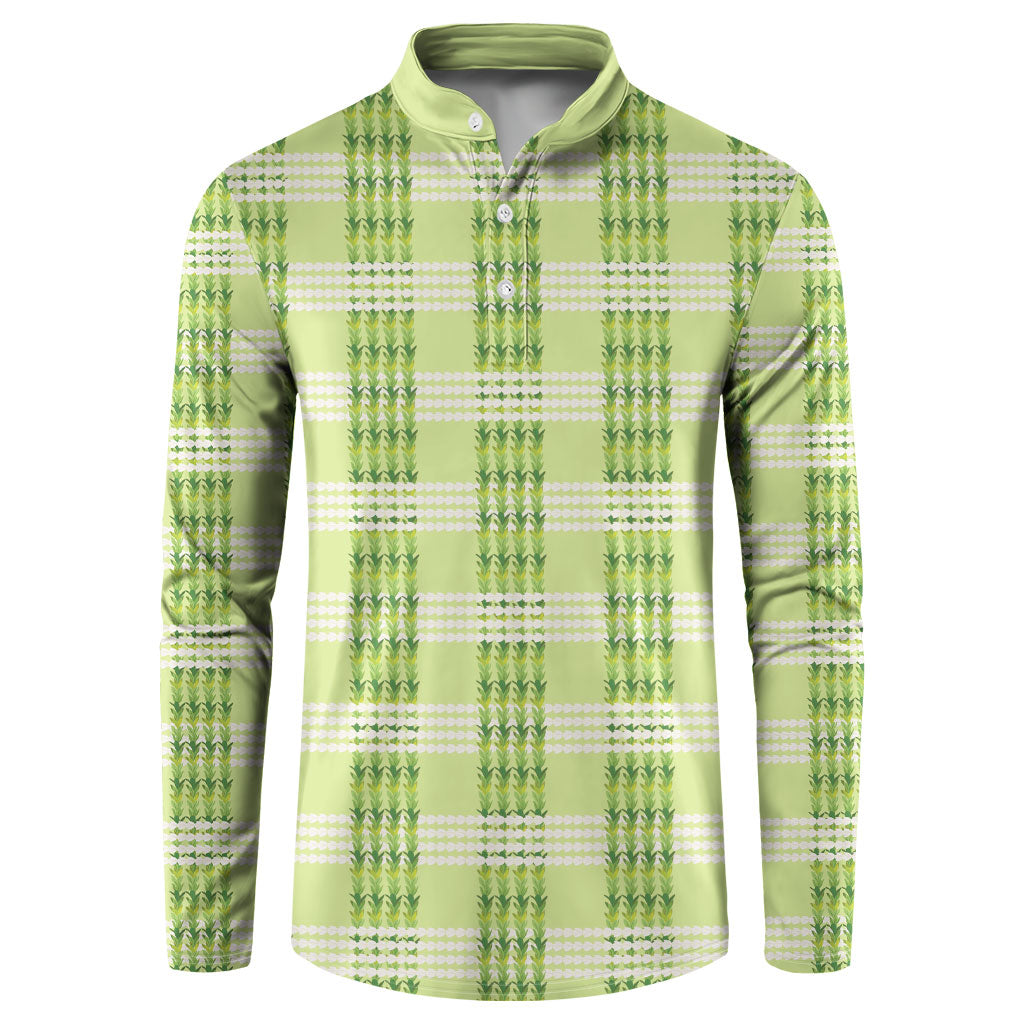 Aloha Hawaii Pakalana Pikake Lei Button Sweatshirt Palaka Inspired Hawaiian-plaid Pastel Green LT14 Green - Polynesian Pride