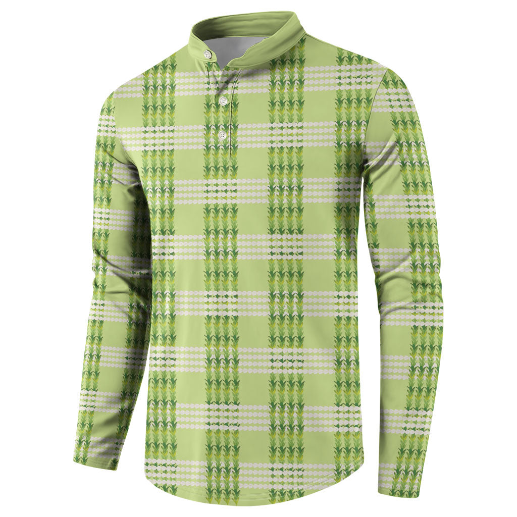Aloha Hawaii Pakalana Pikake Lei Button Sweatshirt Palaka Inspired Hawaiian-plaid Pastel Green