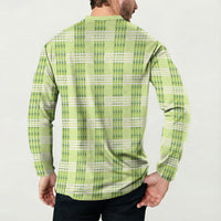 Aloha Hawaii Pakalana Pikake Lei Button Sweatshirt Palaka Inspired Hawaiian-plaid Pastel Green