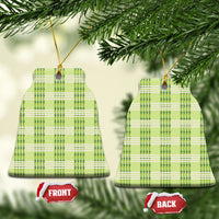 Aloha Hawaii Pakalana Pikake Lei Ceramic Ornament Palaka Inspired Hawaiian-plaid Pastel Green