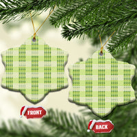 Aloha Hawaii Pakalana Pikake Lei Ceramic Ornament Palaka Inspired Hawaiian-plaid Pastel Green