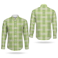 Aloha Hawaii Pakalana Pikake Lei Couples Matching Puletasi and Long Sleeve Button Shirt Palaka Inspired Hawaiian-plaid Pastel Green