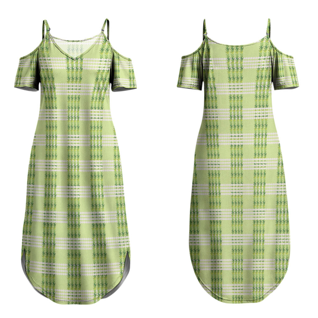 Aloha Hawaii Pakalana Pikake Lei Couples Matching Summer Maxi Dress and Long Sleeve Button Shirt Palaka Inspired Hawaiian-plaid Pastel Green