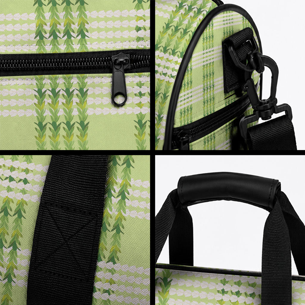 Aloha Hawaii Pakalana Pikake Lei Duffle Bag Palaka Inspired Hawaiian-plaid Pastel Green