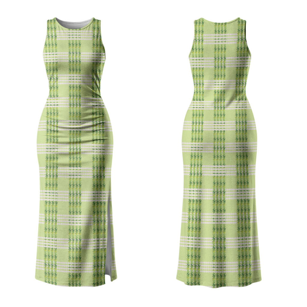 Aloha Hawaii Pakalana Pikake Lei Family Matching Tank Maxi Dress and Hawaiian Shirt Palaka Inspired Hawaiian-plaid Pastel Green