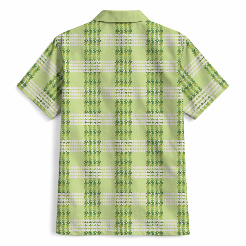 Aloha Hawaii Pakalana Pikake Lei Hawaiian Shirt Palaka Inspired Hawaiian-plaid Pastel Green