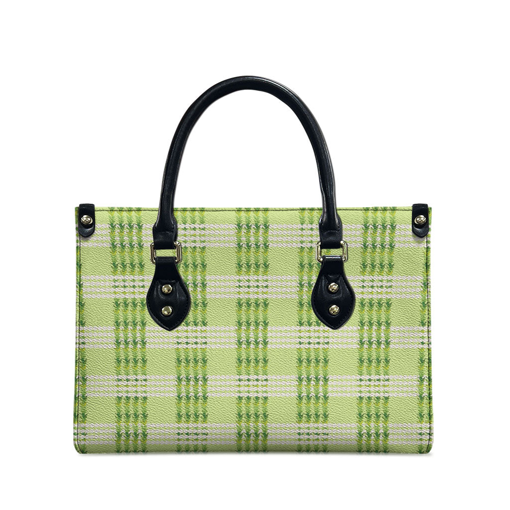 Aloha Hawaii Pakalana Pikake Lei Leather Bag Palaka Inspired Hawaiian-plaid Pastel Green