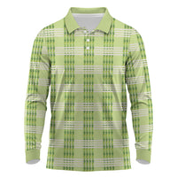 Aloha Hawaii Pakalana Pikake Lei Long Sleeve Polo Shirt Palaka Inspired Hawaiian-plaid Pastel Green