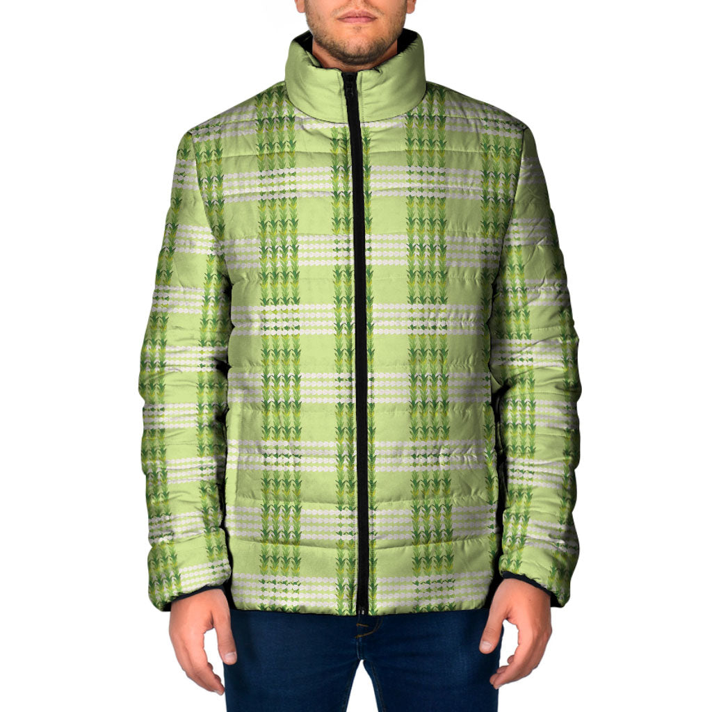 Aloha Hawaii Pakalana Pikake Lei Padded Jacket Palaka Inspired Hawaiian-plaid Pastel Green