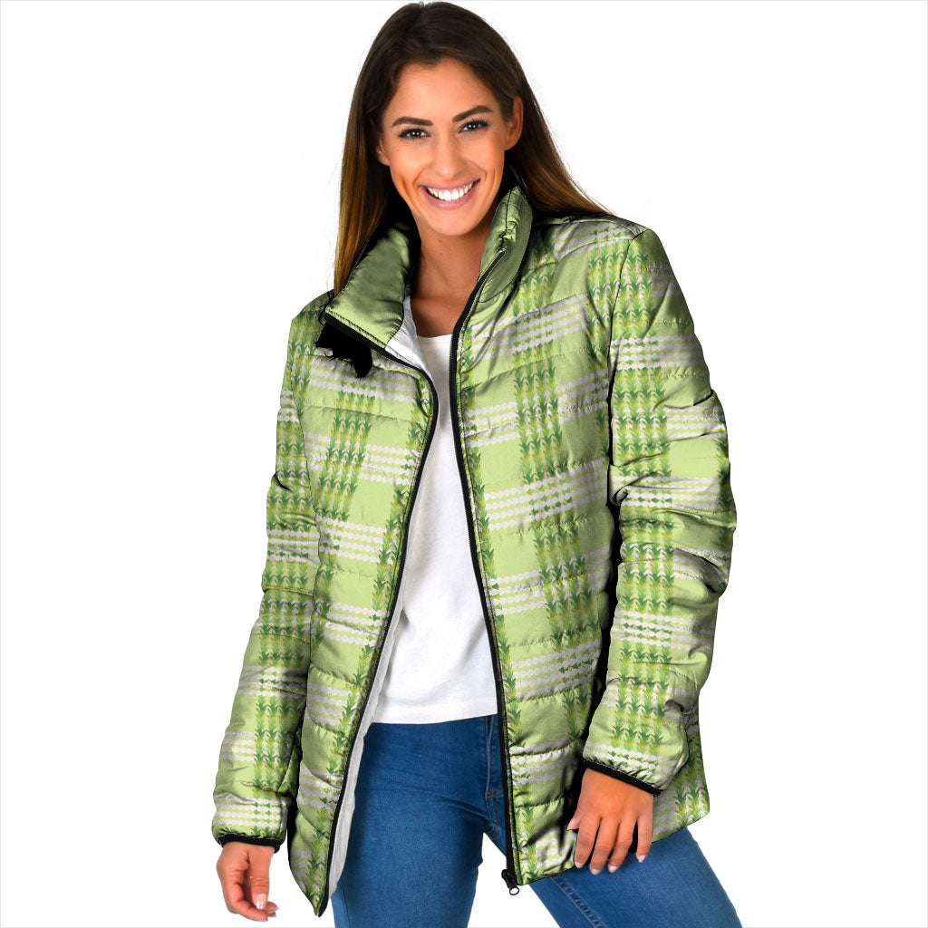 Aloha Hawaii Pakalana Pikake Lei Padded Jacket Palaka Inspired Hawaiian-plaid Pastel Green