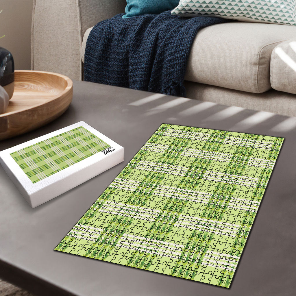 Aloha Hawaii Pakalana Pikake Lei Puzzle Palaka Inspired Hawaiian-plaid Pastel Green