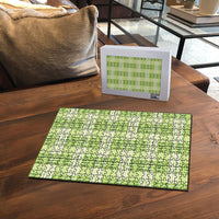 Aloha Hawaii Pakalana Pikake Lei Puzzle Palaka Inspired Hawaiian-plaid Pastel Green