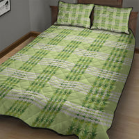 Aloha Hawaii Pakalana Pikake Lei Quilt Bed Set Palaka Inspired Hawaiian-plaid Pastel Green