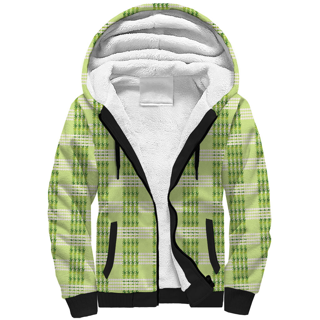 Aloha Hawaii Pakalana Pikake Lei Sherpa Hoodie Palaka Inspired Hawaiian-plaid Pastel Green