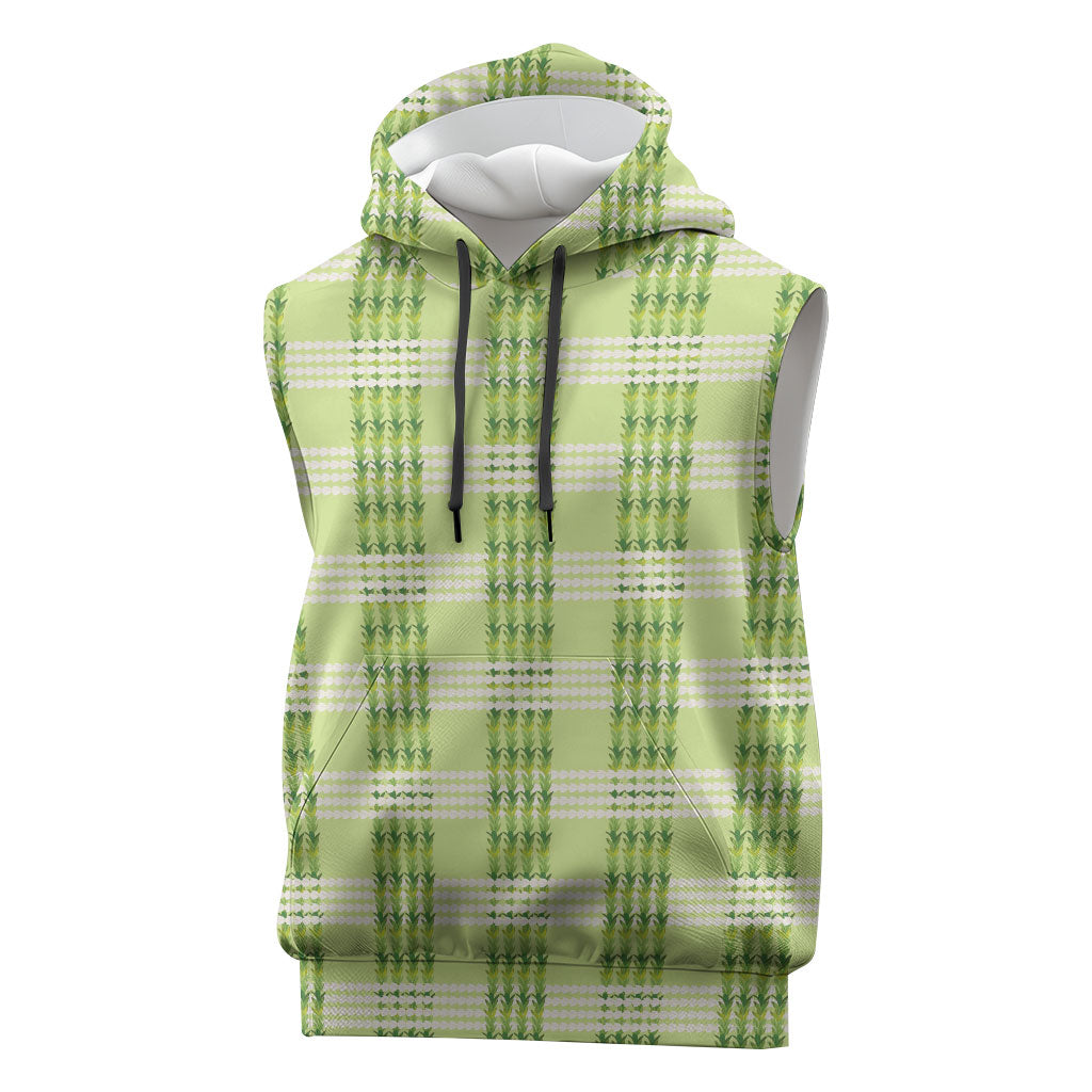 Aloha Hawaii Pakalana Pikake Lei Sleeveless Hoodie Palaka Inspired Hawaiian-plaid Pastel Green