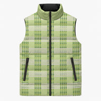 Aloha Hawaii Pakalana Pikake Lei Sleeveless Puffer Jacket Palaka Inspired Hawaiian-plaid Pastel Green
