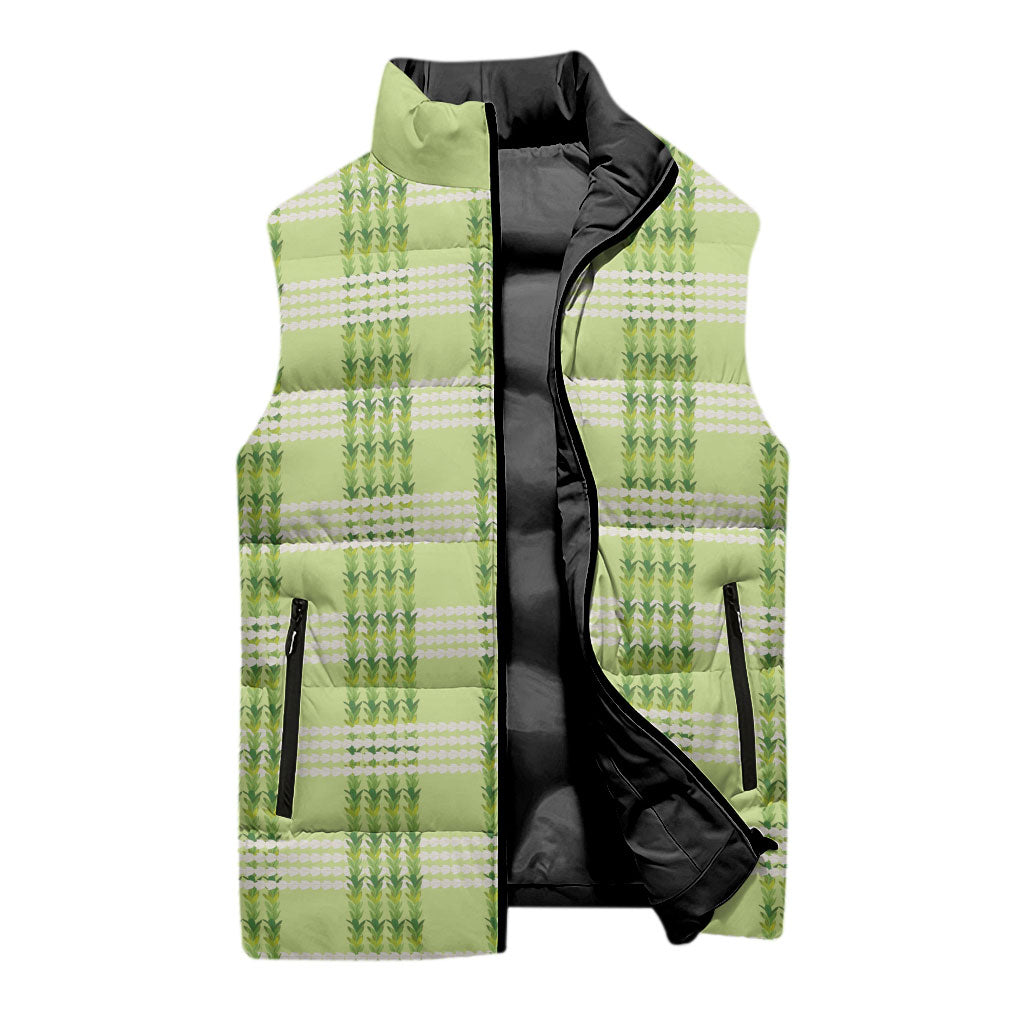 Aloha Hawaii Pakalana Pikake Lei Sleeveless Puffer Jacket Palaka Inspired Hawaiian-plaid Pastel Green