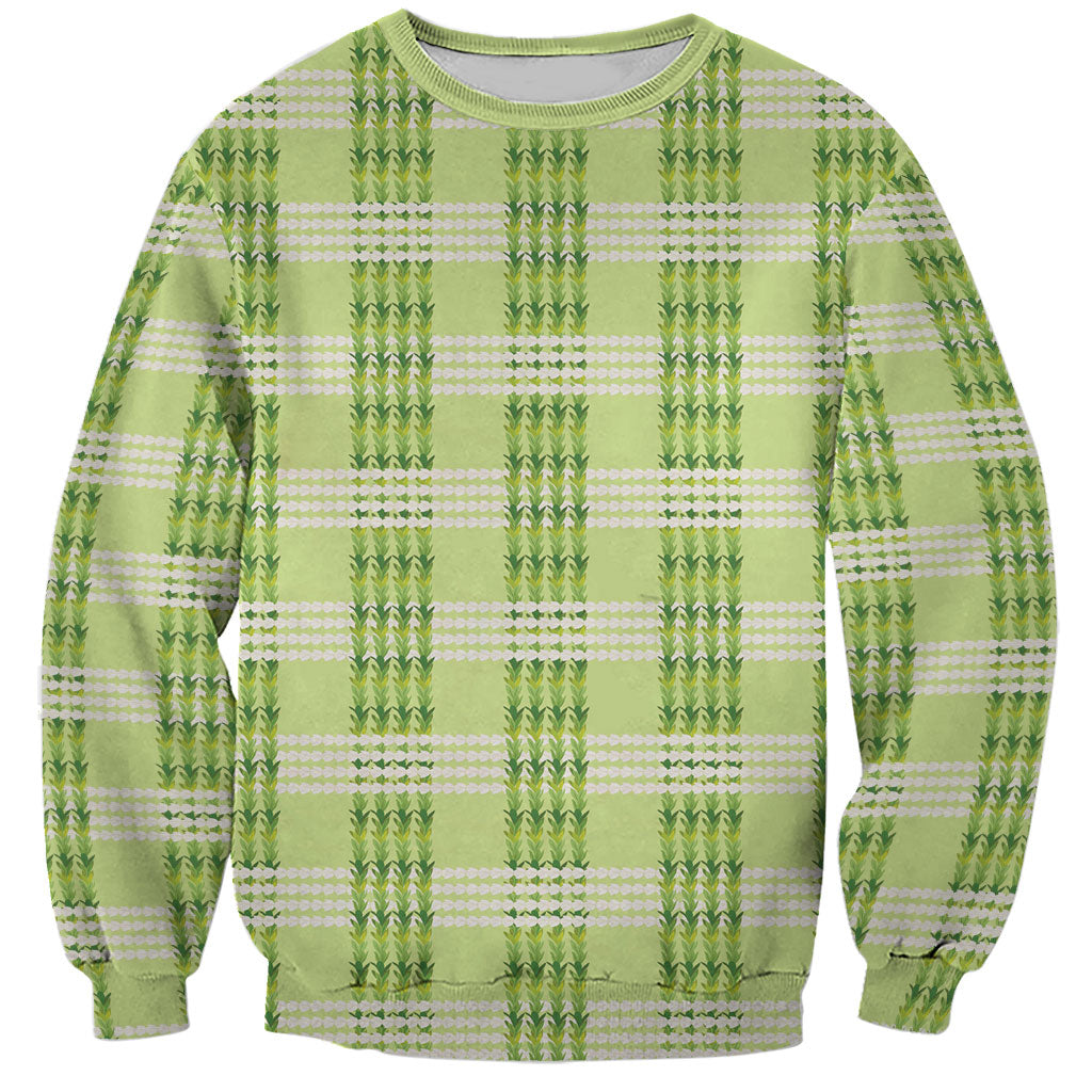 Aloha Hawaii Pakalana Pikake Lei Sweatshirt Palaka Inspired Hawaiian-plaid Pastel Green