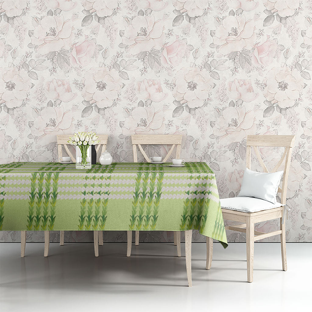 Aloha Hawaii Pakalana Pikake Lei Tablecloth Palaka Inspired Hawaiian-plaid Pastel Green