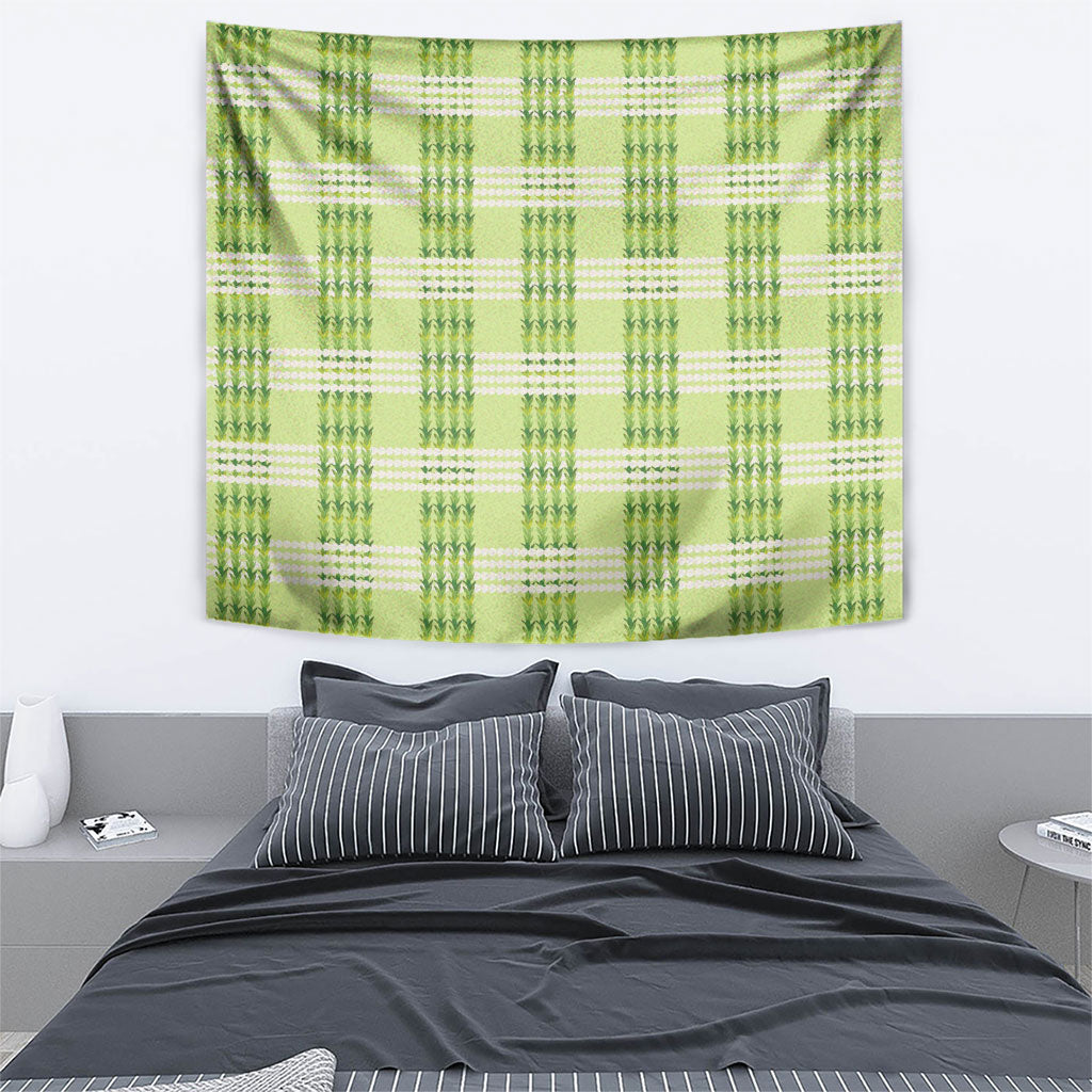 Aloha Hawaii Pakalana Pikake Lei Tapestry Palaka Inspired Hawaiian-plaid Pastel Green